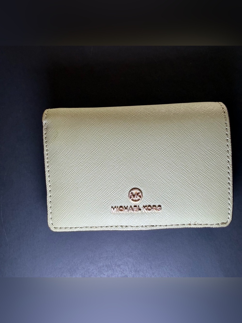 Michael Kors Sage Green Saffiano Leather Wallet with Gold Logo